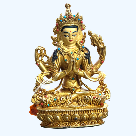 Chenrezig 5 Inch Gold Statue