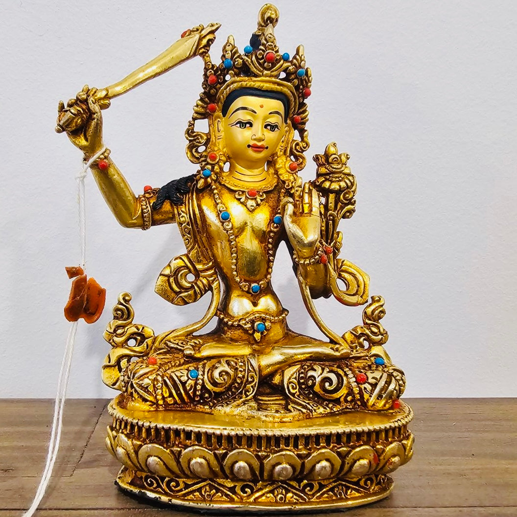 Manjushri 5 Inch Gold Statue